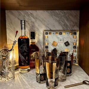 Set of 6 MCM Cera Coins Gold and Black Tumblers